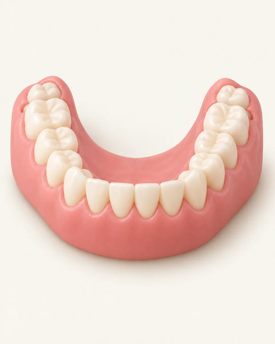 Illustration: model of a teenage jaw with erupting molars at the back